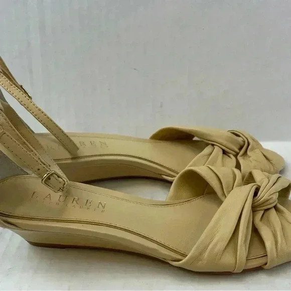 Ralph Lauren Cream color wedge sandals size 5B - Picture 5 of 11